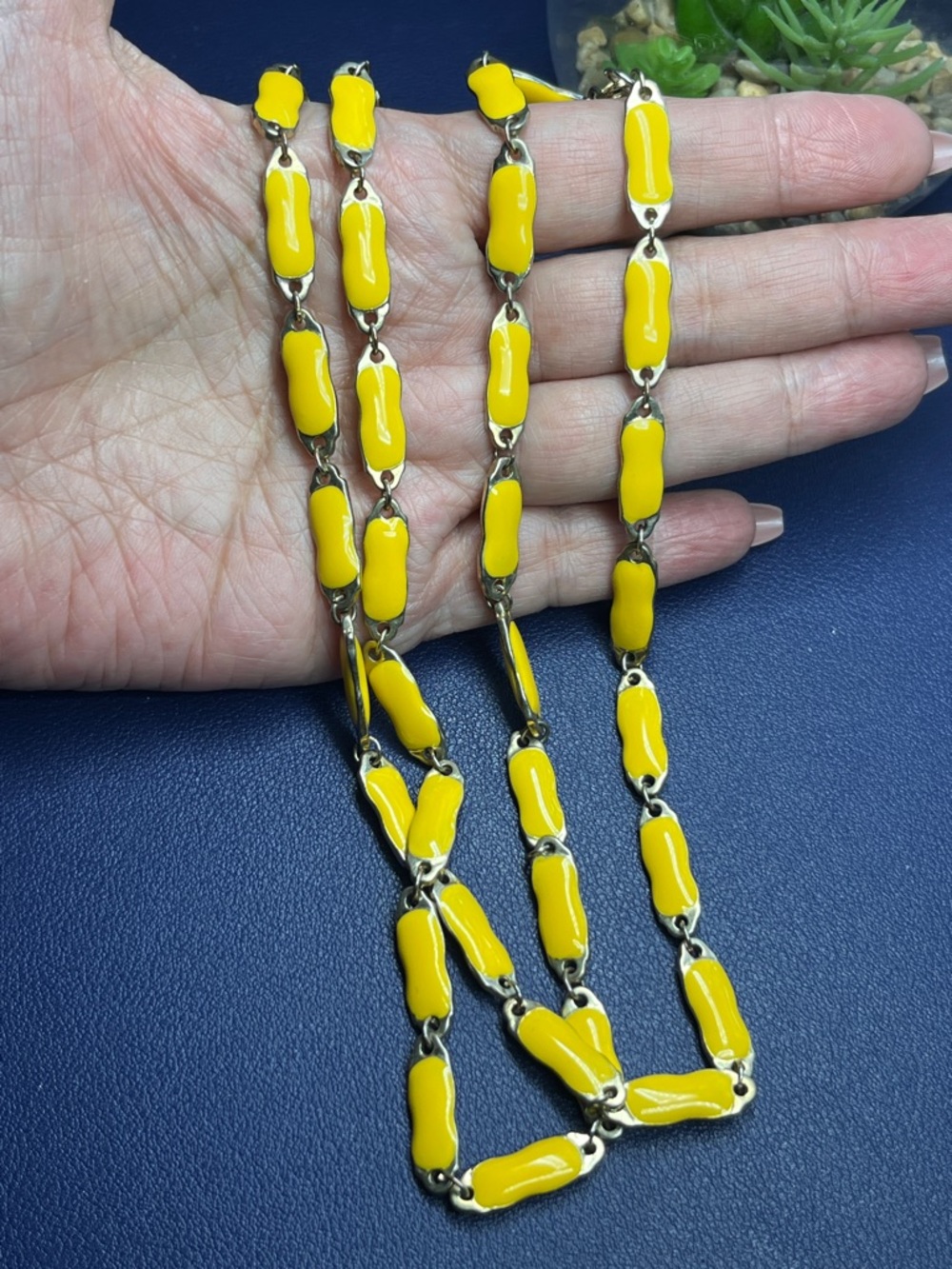 J. Crew “Snappy Royal Yellow” enamel link necklace